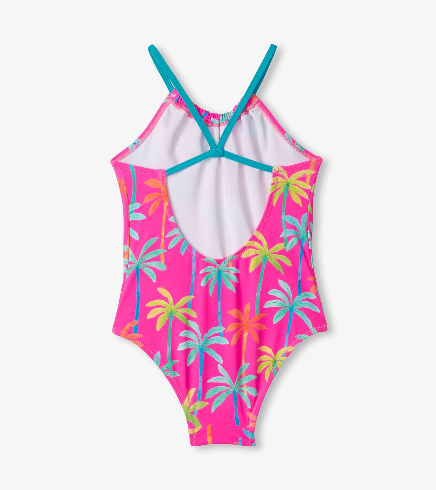 Girls Printed Palms Gather Front Swimsuit