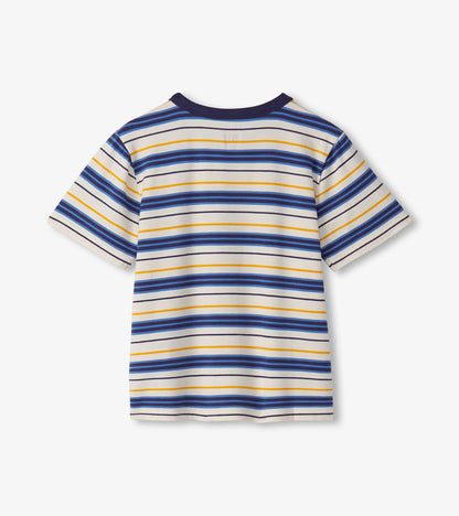 Boys Patriot Blue Stripes Bamboo Tee