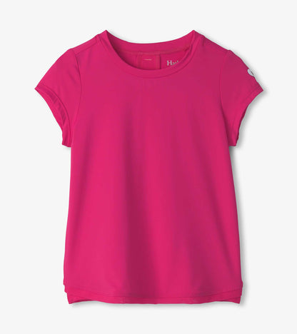 Girls Pink Mesh Trim T-Shirt