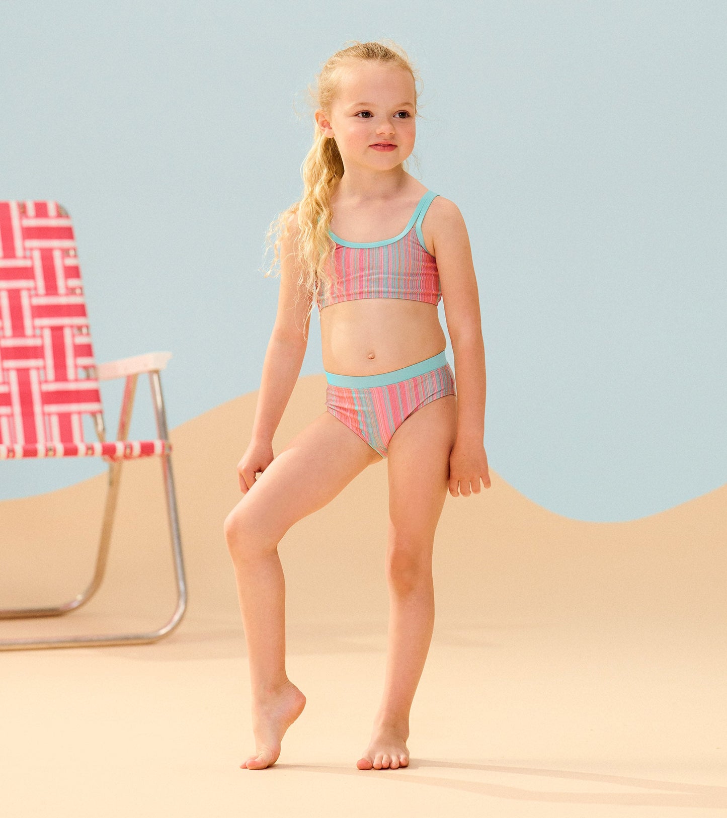 Girls Shimmer Stripe Bikini Set