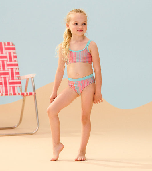 Girls Shimmer Stripe Bikini Set