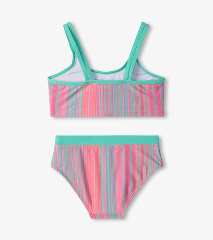 Girls Shimmer Stripe Bikini Set