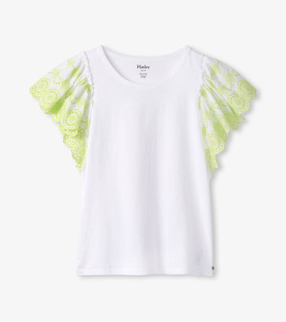Eyelet Sleeve Tank - White