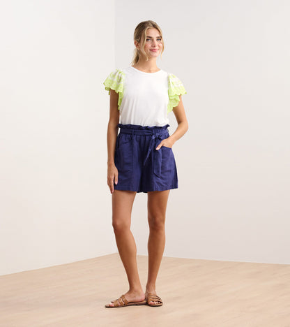Eyelet Sleeve Tank - White