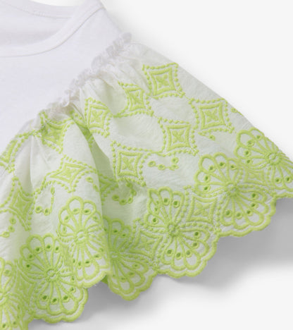 Eyelet Sleeve Tank - White