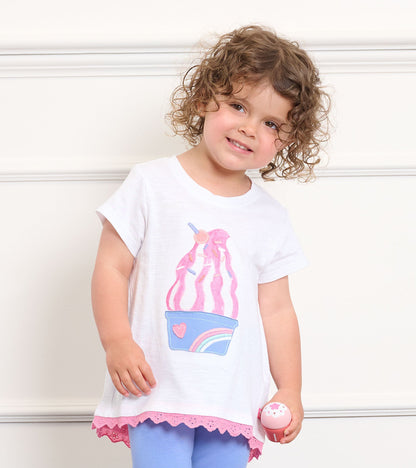 Baby & Toddler Girls Ice Cream Sundae Eyelet Trim T-Shirt