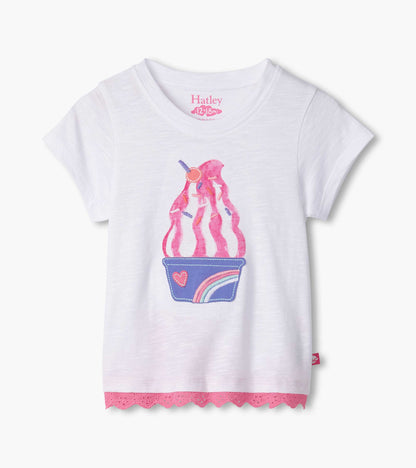 Baby & Toddler Girls Ice Cream Sundae Eyelet Trim T-Shirt