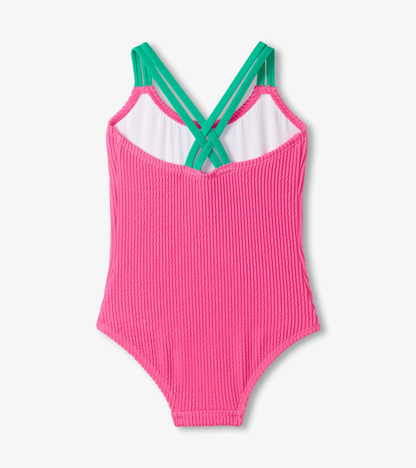 Girls Hot Pink Ribbed One-Piece Swimsuit