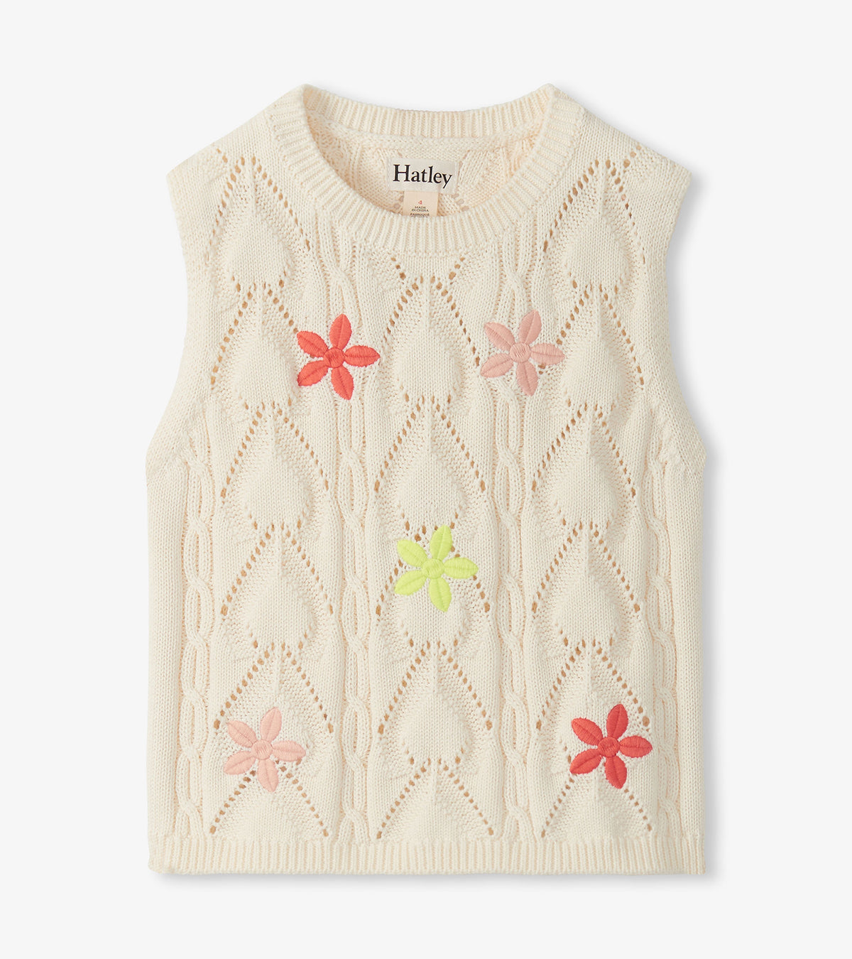 Girls Delicate Flower Crochet Top