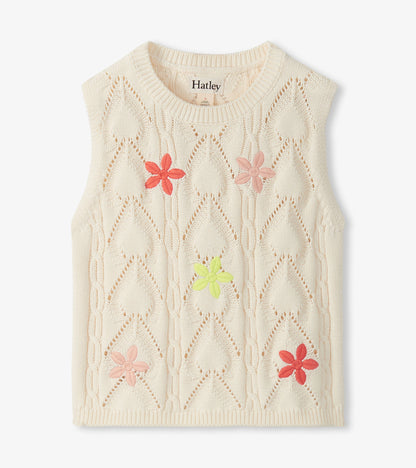 Girls Delicate Flower Crochet Top
