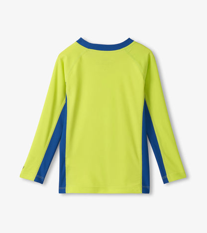 Boys Lime & Blue Colourblock Long Sleeve Rashguard