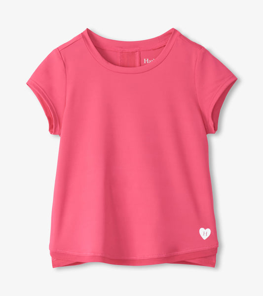 Girls Fandango Pink Mesh Trim T-Shirt