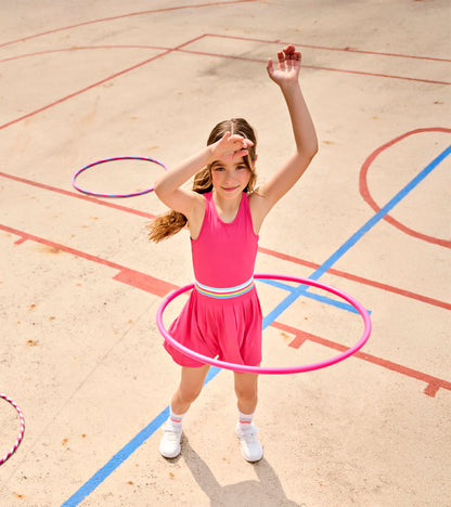 Girls Fandango Pink Pleated Active Dress