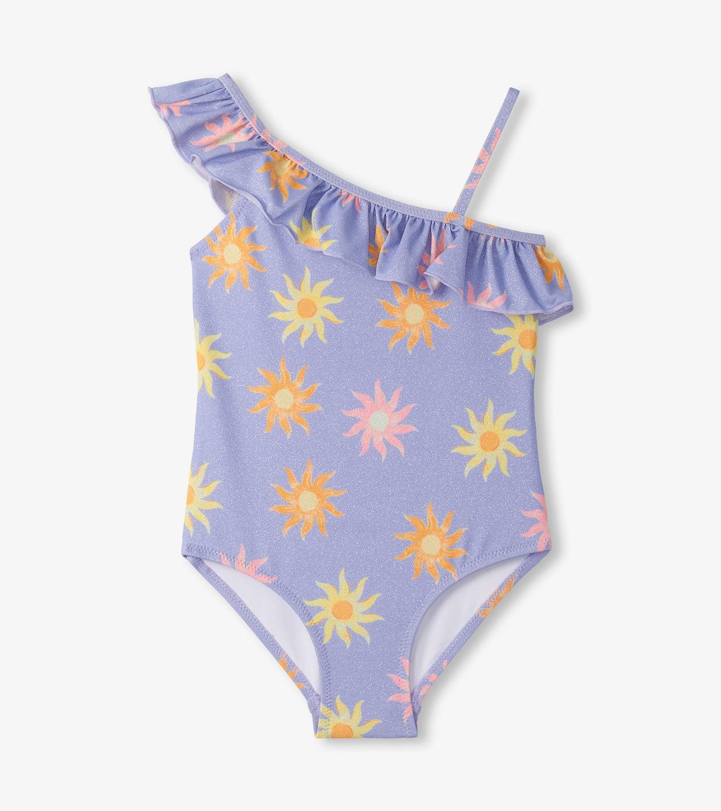 Girls Lavender Sunshine One-Shoulder Swimsuit