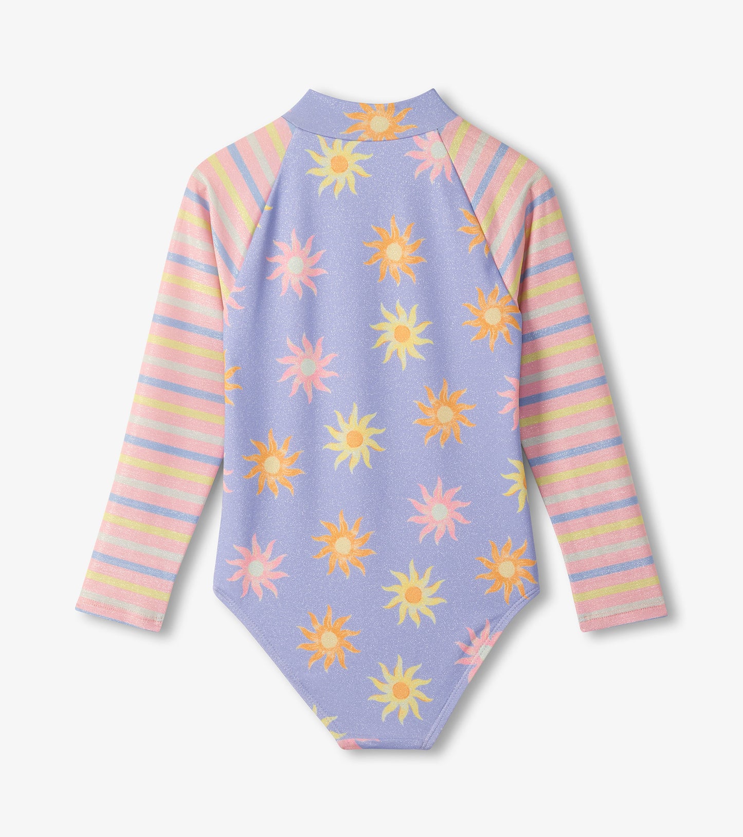 Girls Lavender Sunshine Long Sleeve One-Piece Rashguard Swimsuit