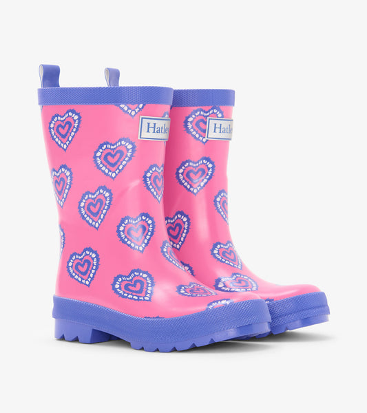 Girls Heart Burst Shiny Wellies
