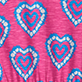 View Girls Heart Burst Short Sleeve Dress - Pink patterned background with blue and white outlined heart motifs