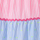 View Girls Mixed Seersucker Strappy Midi Dress - Pink and blue pleated fabric with scalloped edge detail