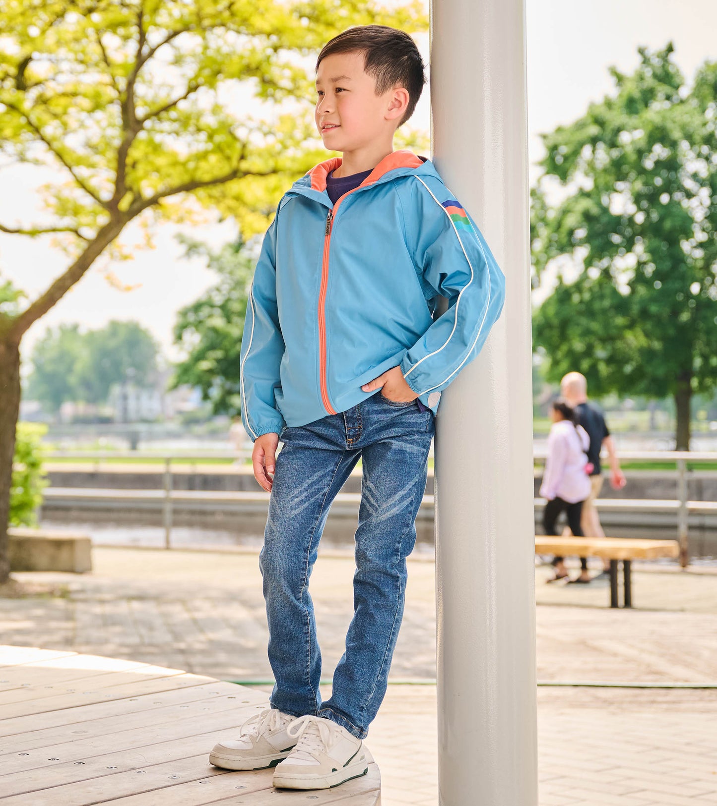 Boys Niagara Blue Jersey Lined-Raincoat