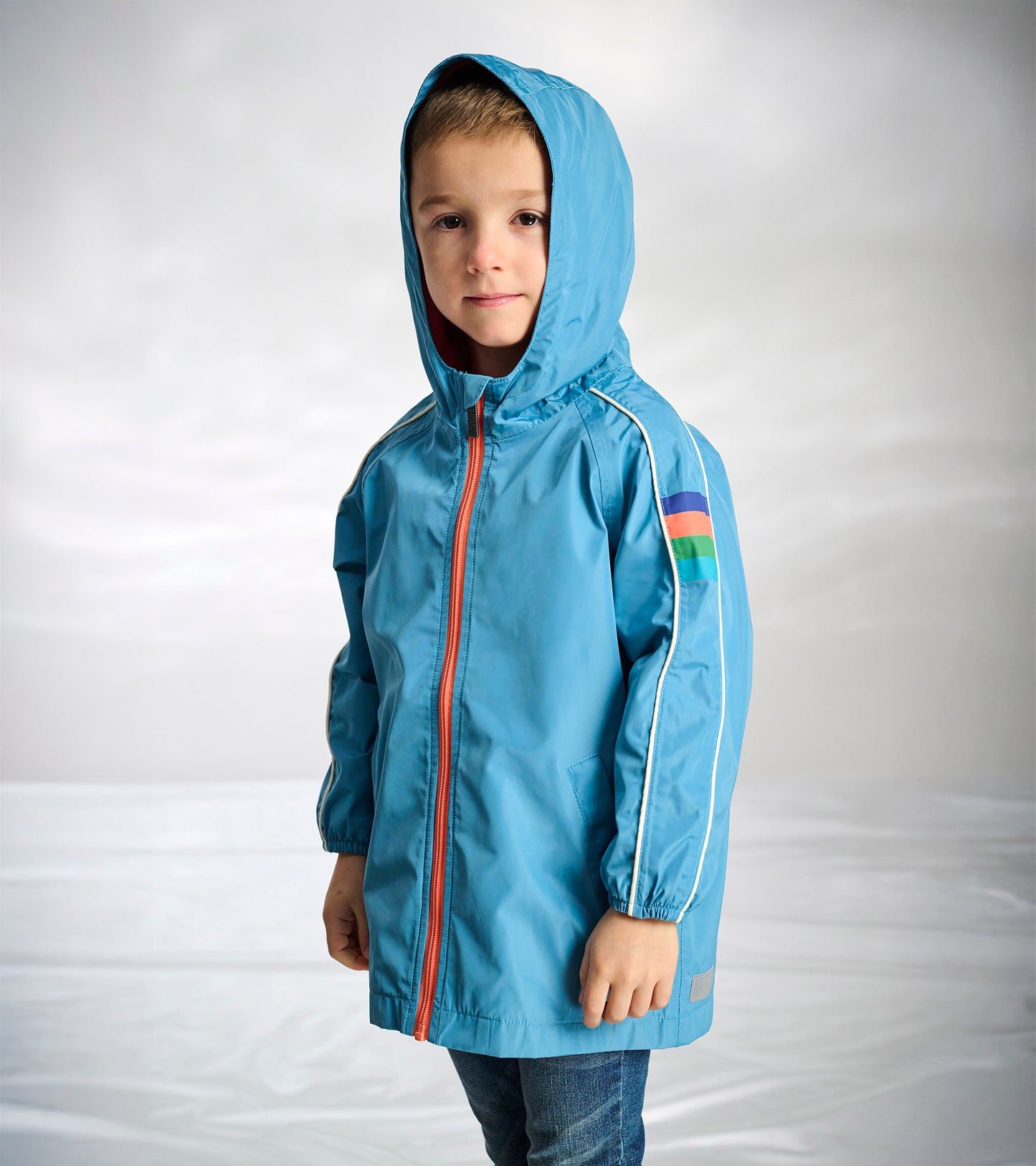 Boys Niagara Blue Jersey Lined-Raincoat
