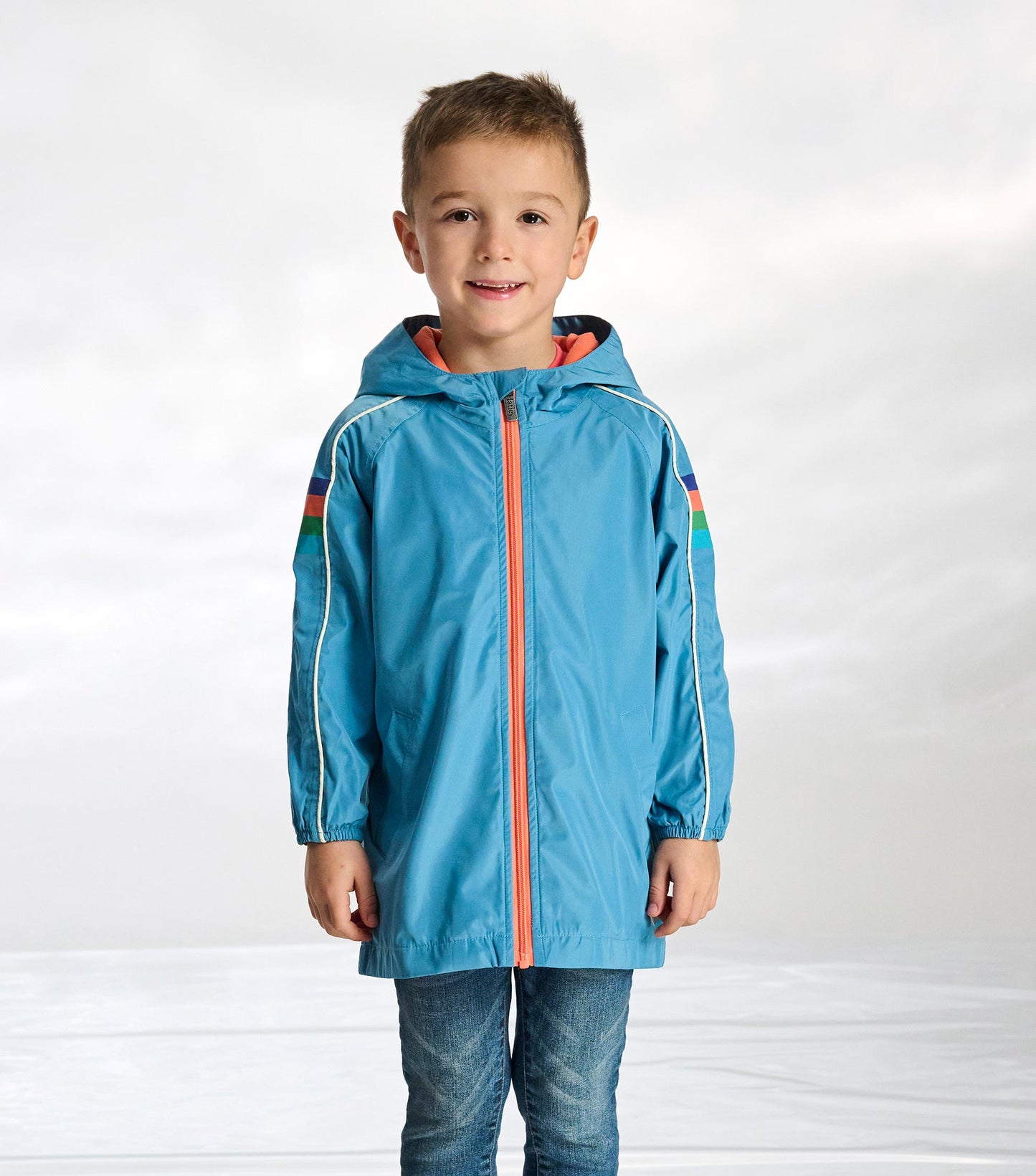 Boys Niagara Blue Jersey Lined-Raincoat