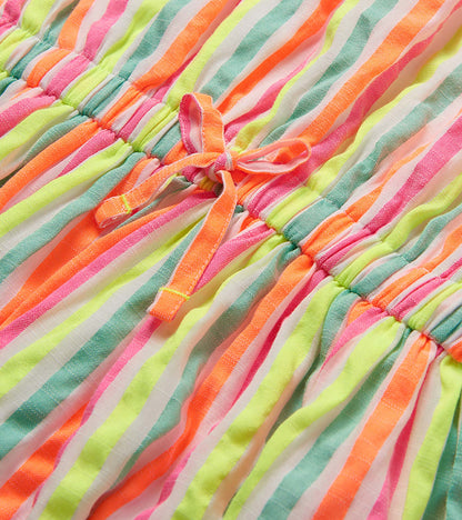 Girls Neon Summer Stripes Woven Play Dress