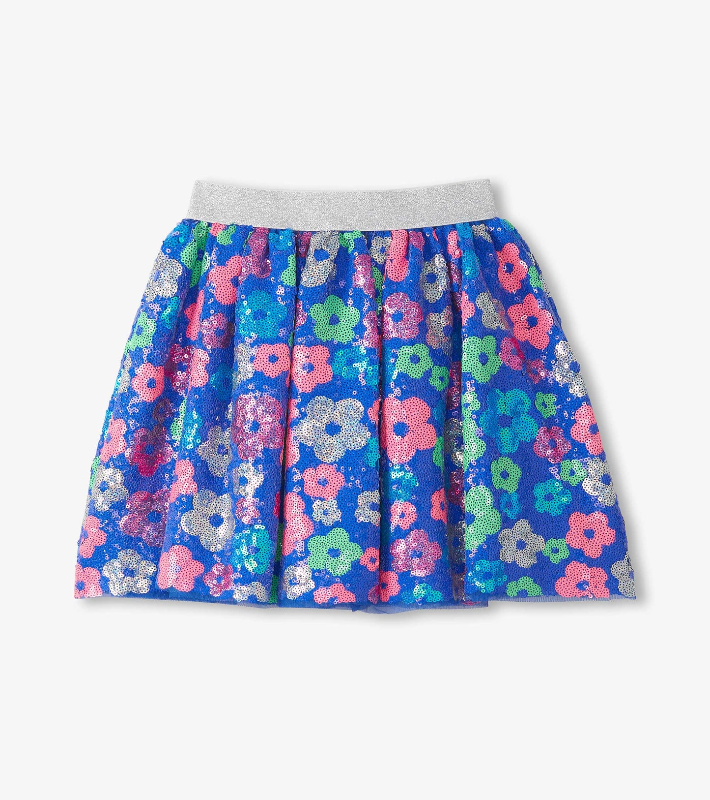 Girls Party Flowers Sequin Skirt