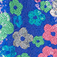 View Girls Party Flowers Sequin Skirt - Blue floral pattern with green, pink, and purple flowers