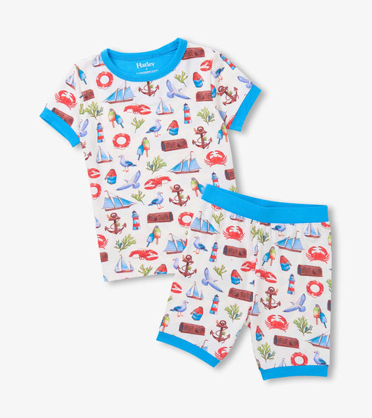 Boys Painted Seascape Bamboo Short Pyjama Set