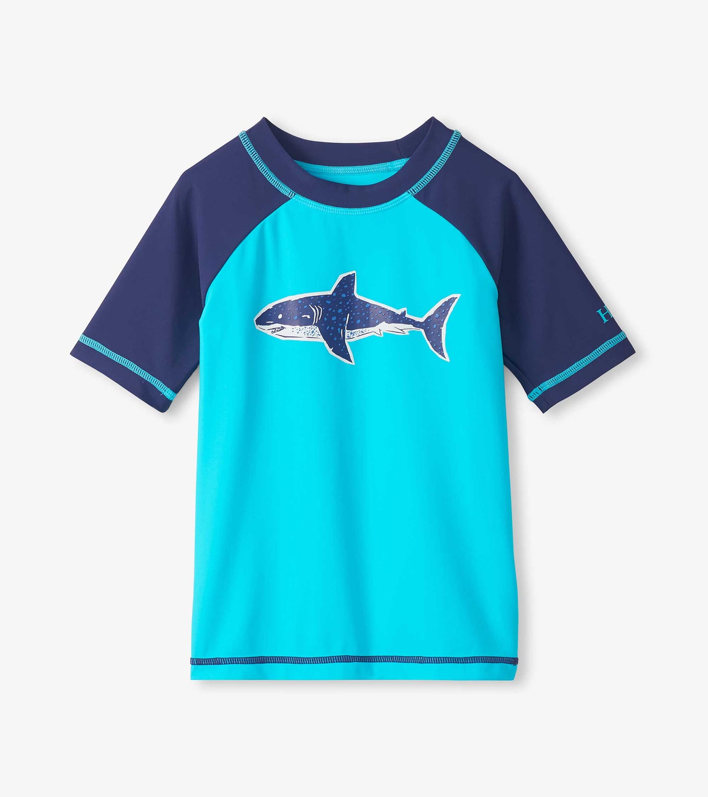 Boys Shark Blue Short Sleeve Rashguard