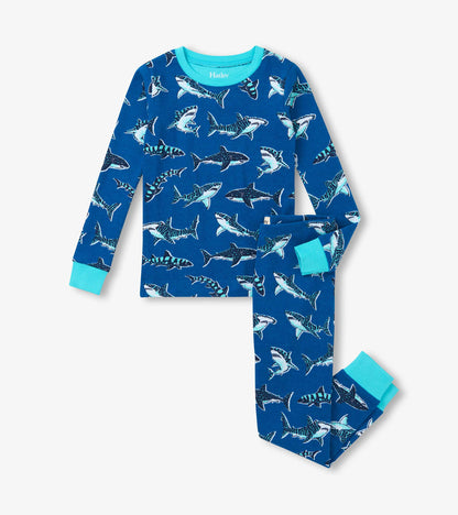 Boys Patterned Sharks Cotton Pyjama Set