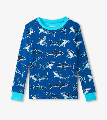 Boys Patterned Sharks Cotton Pyjama Set