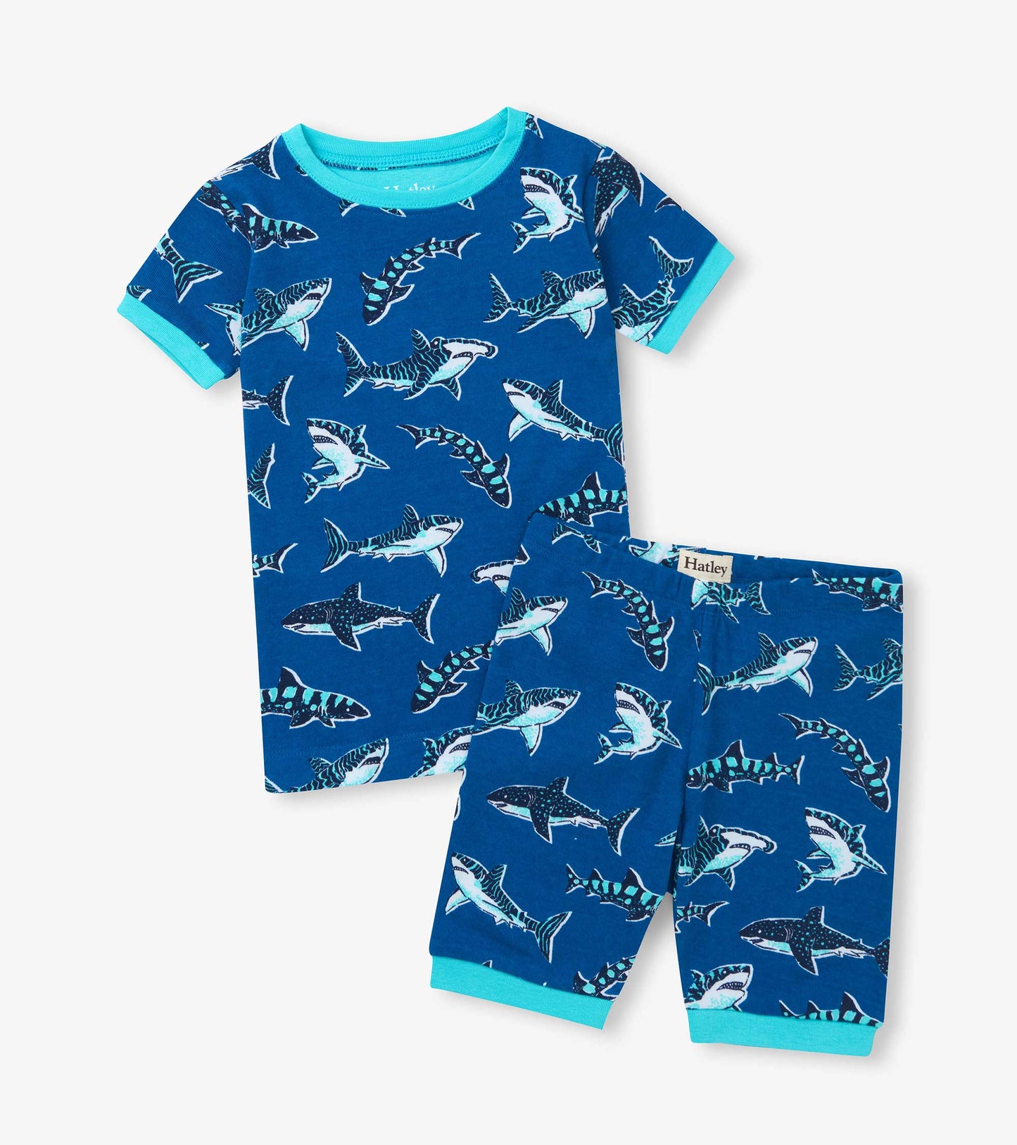 Boys Patterned Sharks Cotton Short Pyjama Set