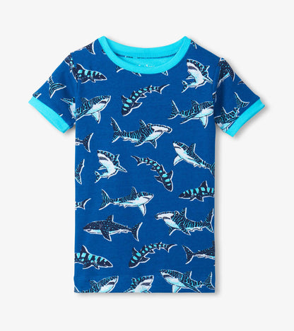 Boys Patterned Sharks Cotton Short Pyjama Set