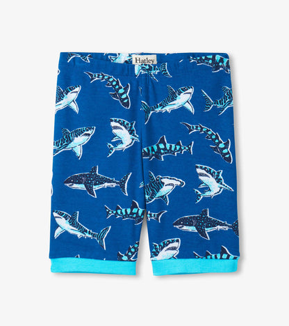 Boys Patterned Sharks Cotton Short Pyjama Set
