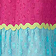 View Girls Rainbow Colour Block Strappy Midi Dress - Pink and light blue textured background with a yellow scalloped border