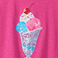 View Girls Sundae Graphic Tee - Ice cream cone illustration with pink and blue scoops on a pink background