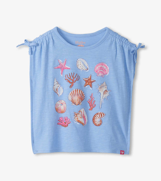 Girls Sea Shell Cinched Shoulder Top