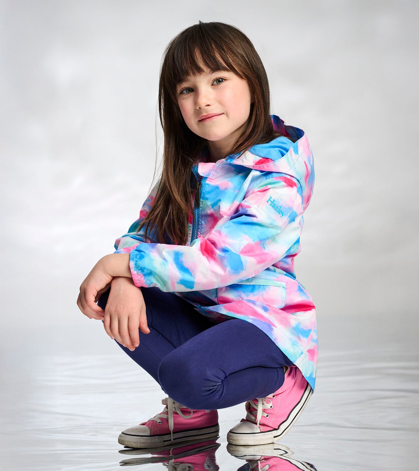 Girls Sunset Tie Dye Microfiber Raincoat