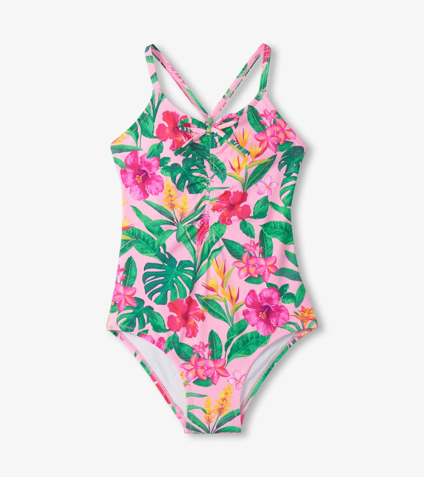 Girls Tropical Flowers One-Piece Swimsuit