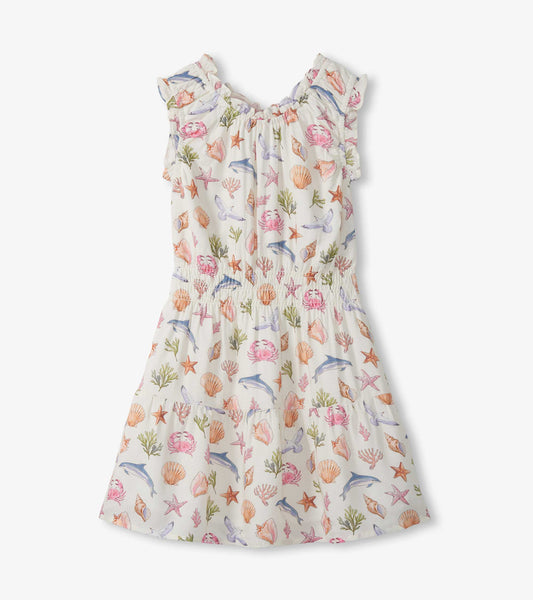 Girls Vintage Sea Life Gathered Dress