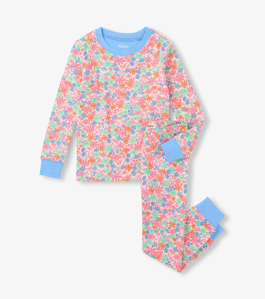 Girls Whimsical Flowers Cotton Pyjama Set