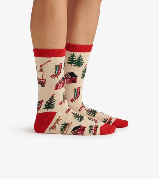Women's Christmas Tree Farm Crew Socks Hatley Little Blue House