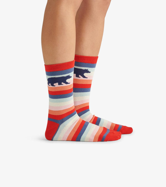 Cute Stripe Bears Women's Crew Socks