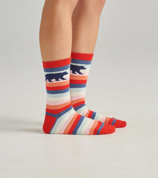 Cute Stripe Bears Women's Crew Socks