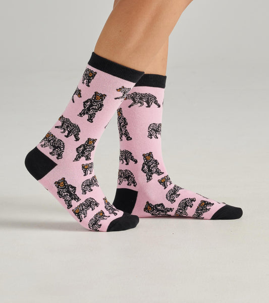 Pink Wild Bears Women's Crew Socks