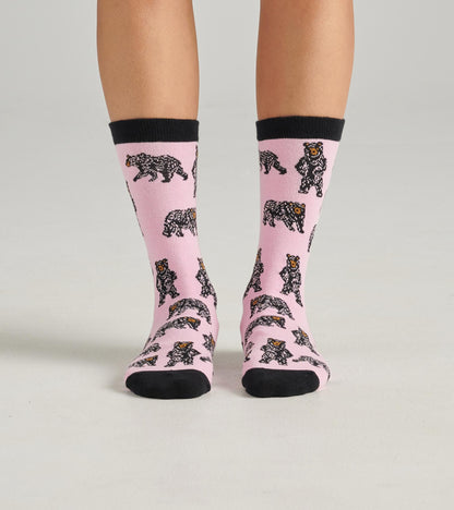 Pink Wild Bears Women's Crew Socks