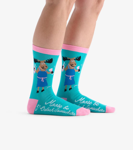 Women's Moose Be 5 O'Clock Crew Socks