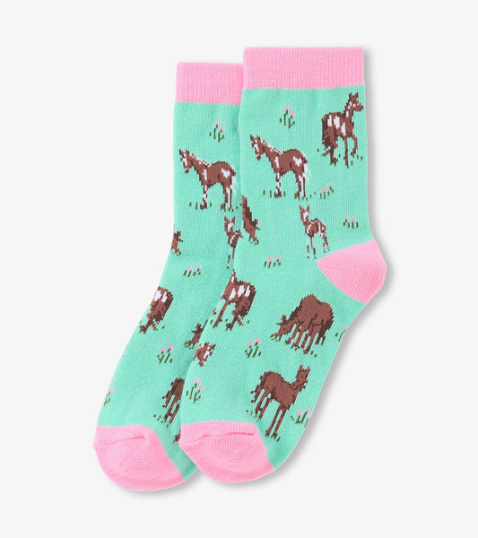 Girls Western Horses Crew Socks