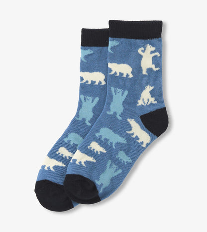 Kids Blue Polar Bears Crew Socks